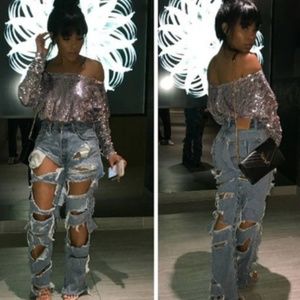 Sequin long-sleeve top